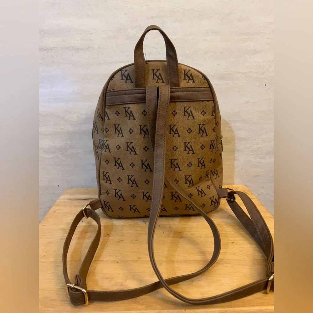 KA Monogram Backpack in Tan 100% polyurethane